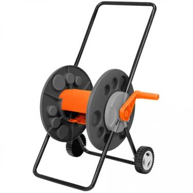 Imagem de Suporte-Enrolador de Mangueira 1-2 para Organizar Mangueira com Engates Rápidos e Rodinhas Laranja com Verde Tramontina