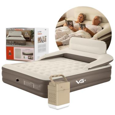 Imagem de Colchão Inflável Casal Queen Encosto Lux Tech Resistente com Bomba Lítio Usb Vg Plus-Unissex