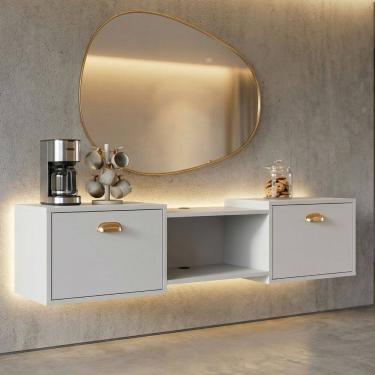 Imagem de Aparador Café Sala Multifuncional 2 Portas Bancada Aérea Decoração Sala Estar a Jantar Hall De Entrada ? Lojas Rpm