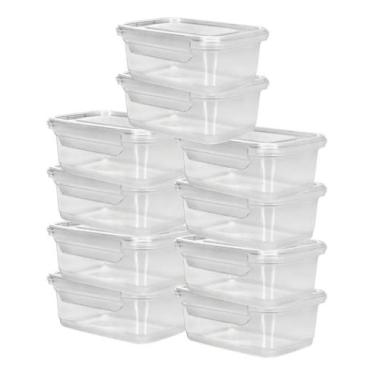Imagem de 10 Marmitas Reutilizável 1litro Plástico C/trava Transparent - Congrat