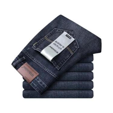 Imagem de Jeans Clássicos Azul E Preto Para Homens, Estilo Casual, Corte Reto, C