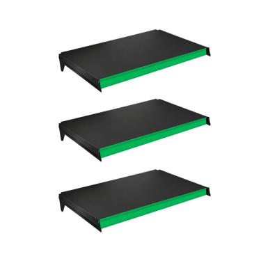 Imagem de Kit 3 Bandejas Prateleiras 40x73 P/gôndola New Plus Preta Porta Etiquetas Verde Escuro...