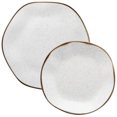 Imagem de Kit Jogo Prato Raso Fundo 20Pçs Porcelana Maresia 10 Pessoas