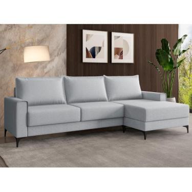 Imagem de Sofá 3 Lugares 270cm com Chaise e Pés Metálicos Multimóveis CR45343