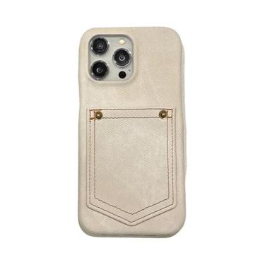 Imagem de Capa luxuosa de couro jeans para cartão para iPhone 15 14 13 12 11 Pro