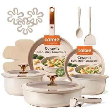 Imagem de Conjunto de Panelas CAROTE 18 Peças Cerâmica Antiaderente com Alças De