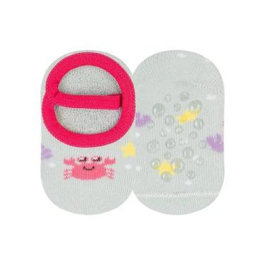 Imagem de Meia Sapatilha Antiderrapante Bebê Infantil Menina 17 ao 22 Baby Cia D