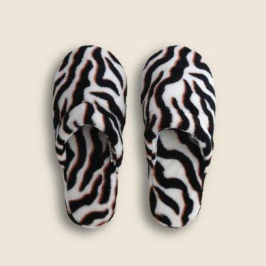 Imagem de Pantufa Zebra Microfibra Preto e Branco - ACASA, Preto, 37x38