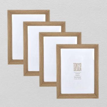Imagem de Kit 4 Porta Retrato 15x20 Madeira Horizontal Vertical Parede - Mkt Mul