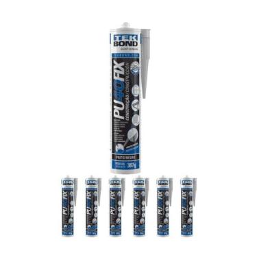 Imagem de Kit 7 Adesivo Pu40 Fix Preto Cartucho 387g Tekbond - Tek Bond