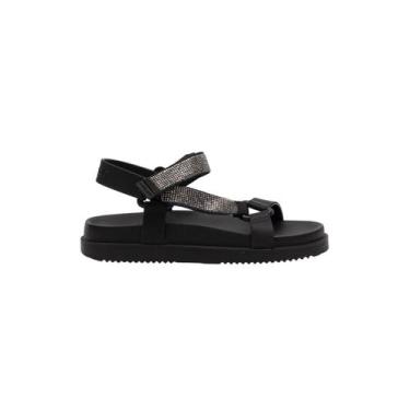 Imagem de Sandália Feminina Petite Jolie Strass Preta - PJ7285, 36, Preto