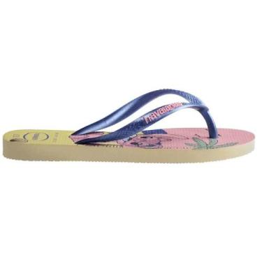 Imagem de Chinelo havaianas slim disney infantil menina 4150250, Amarelo, Rosa, 