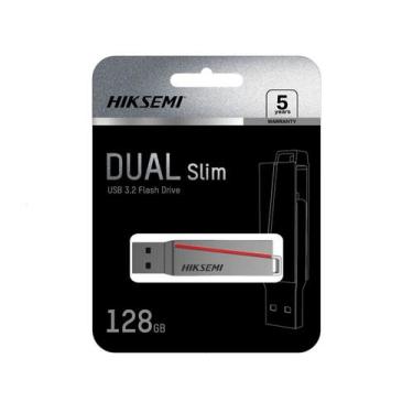 Imagem de Pen Drive Hiksemi Dual Slim Usb 3.2 Cinza HS-USB-E307C, 128GB