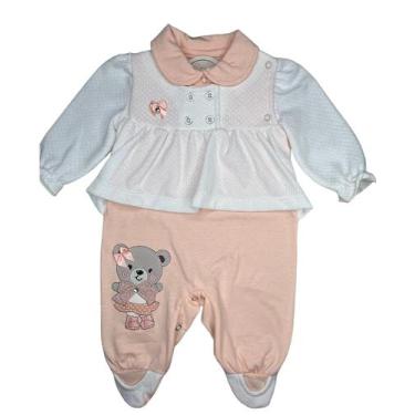 Imagem de Macacão Malha Algodão Menina com Bordado Forrado - Ands Baby, P, Salmã