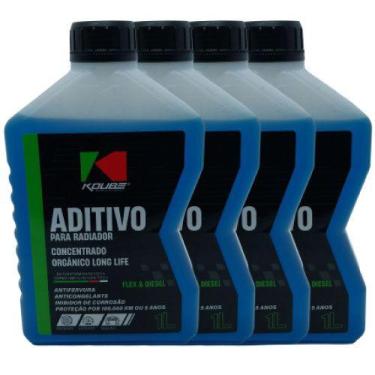 Imagem de 04 Aditivo Radiador Koube Conc. Sintético Long Life Azul 1L