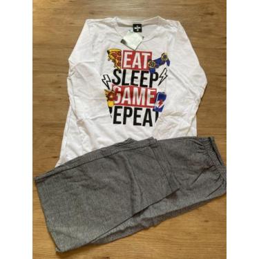 Imagem de Pijama masculino Eat - Sleep - Game - meia estação - Elian, 4