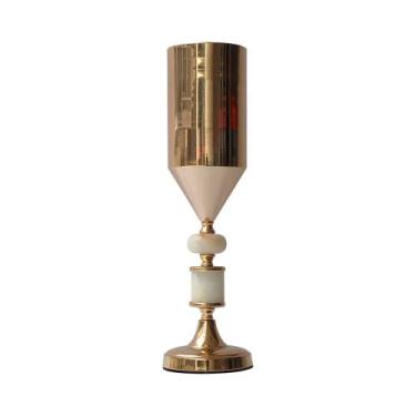 Imagem de Castiçal Porta Vela de Metal Dourado 48cm Decorativo - BTC