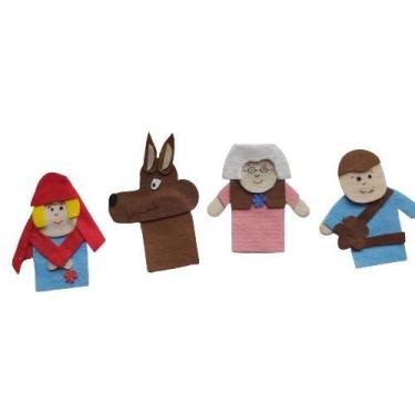 Imagem de Dedoches de Feltro - Chapeuzinho - 4 Personagens - Multicolorido - KIt