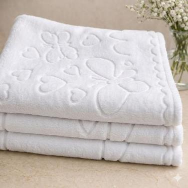 Imagem de kit 3 Toalhas de Lavabo Aveludadas Döhler Romance Branco 100% Algodão 
