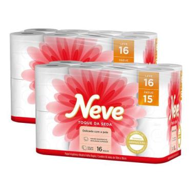 Imagem de Kit 2 Papel Higiênico Neve Toque de Seda Folha Dupla 16un cada