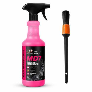Imagem de Kit Desengraxante MD7 500ml + Pincel Detalhamento Limpa Motor Corrente