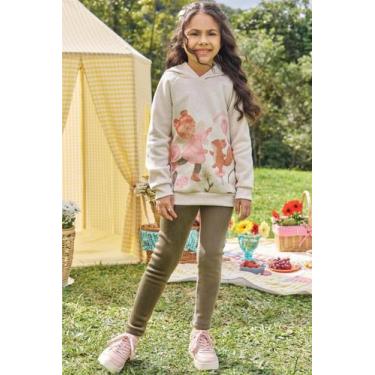 Imagem de Conjunto Menina Blusa Moletom Flanelado Legging Cotelê Kukiê, Bege cla