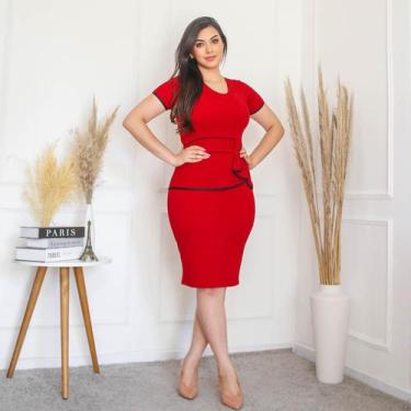 Imagem de Vestido Midi Tubinho Laço Encorpado Lindo Evangelico Oferta - Universo