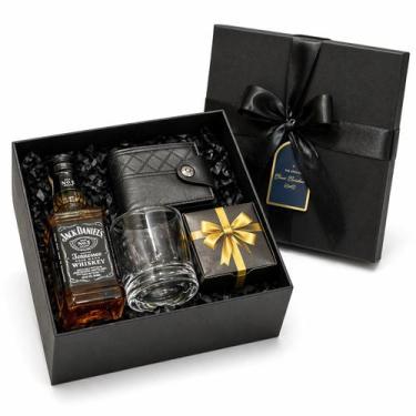 Imagem de Cesta Whisky 375ml com Copo, Carteira Kit Presente Masculino Aniversár