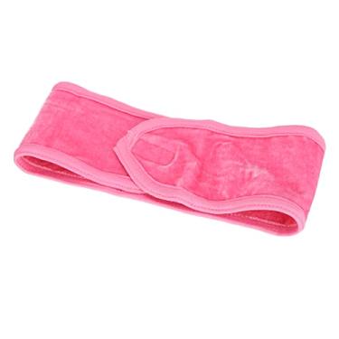 Imagem de Faixa de cabeça de spa facial, tecido macio e confortável para usar para chuveiro, faixa elástica multifuncional ajustável para meninas para salão de beleza para mulheres para casa (rosa)