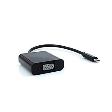 Imagem de Cabo Adaptador VGA Fêmea para Mini USB-C Macho PlusCable Preto ADP-302BK - Contém USB 3.1 Suporta Resoluções Full HD Compatível com Celular,Tablet,Computador