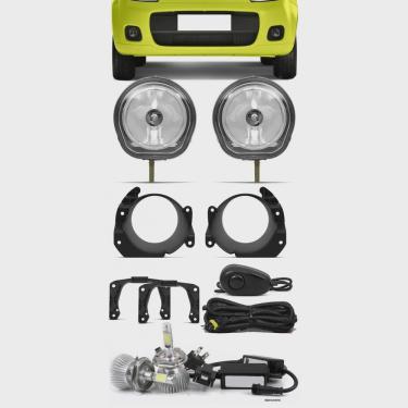 Imagem de Kit Farol de Milha Neblina Fiat Novo Uno Botão Alternativo + Kit Lâmpada Super LED 6000K