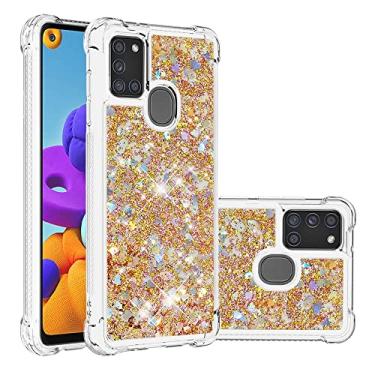 Imagem de Caso de capa de telefone de proteção Glitter Case para Samsung Galaxy A21S. Caso para mulheres meninas feminino sparkle líquido luxo flutuante moto rápido transparente macio Tpu. Capa de celular