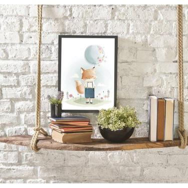 Imagem de Quadro Decorativo Infantil Aquarela Raposinha Com Balão