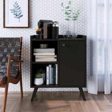 Imagem de Balcão Aparador Buffet 1 Portas Nicho Sala De Jantar Preto