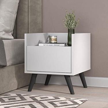 Imagem de Mesa de Cabeceira 40 cm com Pés Retrô Multimóveis Mp4041 Branca/preta