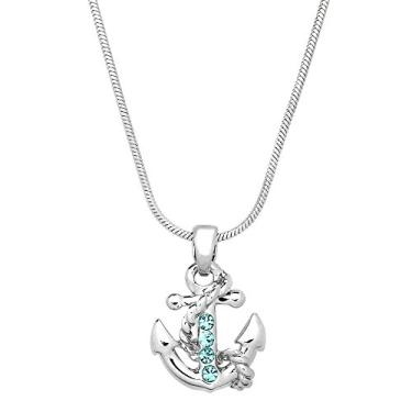 Imagem de Falari Colar com pingente de ncora strass cristal r dio altamente polido, Metal Strass