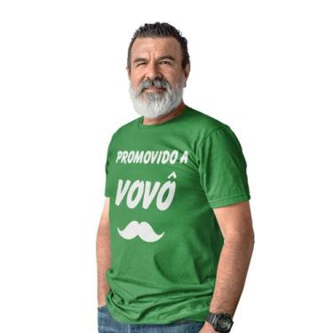 Imagem de Camiseta T-Shirt Promovido A Vovô Dia Dos Pais Verde Bandeira - Del Fr