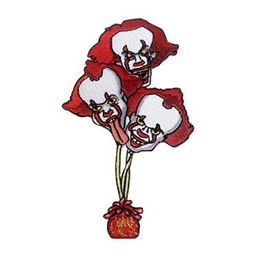 Imagem de Paródia do filme de terror com buquê assustador de cabeça de palhaço - aplique bordado com ferro