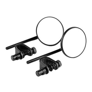 Imagem de Suuonee Espelho retrovisor de motocicleta, espelho retrovisor modificado vintage redondo refletivo para motocicleta (preto)