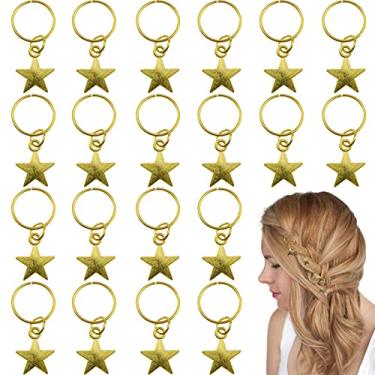 Imagem de Pacote com 20 clipes de cabelo estrela dourada joias trançadas pingentes de cabelo para tranças, anéis de cabelo para tranças, acessórios de cabelo para mulheres tranças