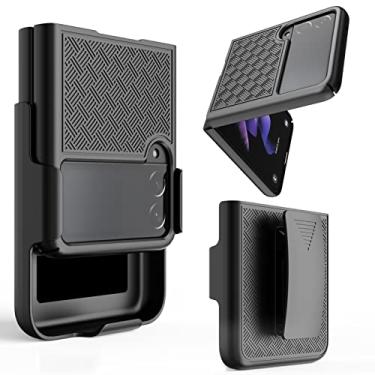 Imagem de Ailiber Capa para Galaxy Z Flip3 5G, Samsung Galaxy Z Flip 3 5G (SM-F711) Clipe giratório para cinto, capa combo de suporte, capa fina à prova de choque para Samsung Z Flip 3 - preta