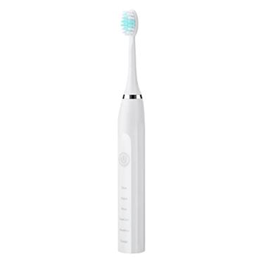Imagem de Escova de dentes elétrica sônica lavadora de escova de dentes macia, recarregável totalmente automática escova de dentes elétrica para adultos 6 cabeças de escova pequena surpresa