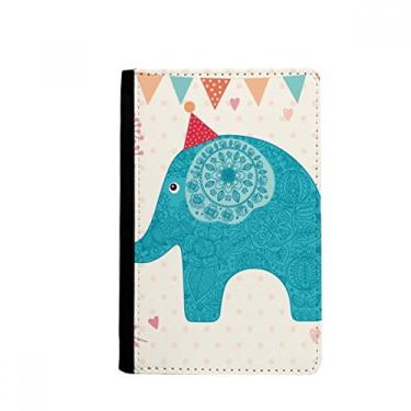 Imagem de Chapéu vermelho elefante bandeira azul porta-passaporte colorido notecase burse capa carteira porta-cartão, Multicolor