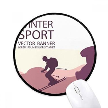 Imagem de DIYthinker Bastões de esqui para esportes de inverno padrão mouse pad desktop escritório tapete redondo para computador