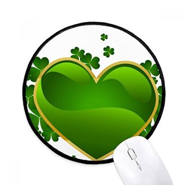 Imagem de DIYthinker Clover Heart Irlanda Dia de São Patrício Mouse Pad Desktop Tapete Redondo para Computador