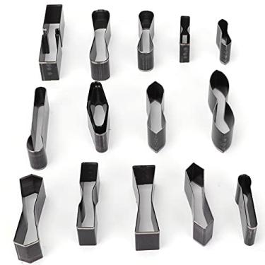 Imagem de Leather Style Cutter, 15Pcs Carbon Steel Leather Shape Punch Set 1 Hole Hollow Cutter Tool for DIY Crafting