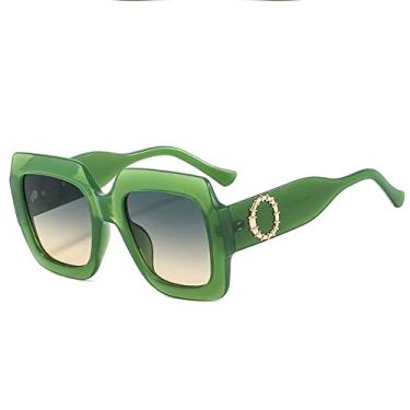 Imagem de Óculos de sol quadrados superdimensionados fashion para mulheres elegantes óculos de sol gradientes femininos uv400, verde verde, tamanho único