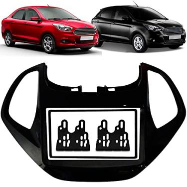 Imagem de Moldura de Painel 2 Din 7" Polegadas Ford Ka Hatch e Sedan 2015 2016 2017 2018 Com Computador Bordo - Black Piano