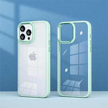 Imagem de Para iPhone 14 13 11 12 Pro Max Mini Case Transparente Acrílico Silicone Shell Metal Button Para iphone SE2020 X XR XS MAX 7 8 Plus, verde, para iPhone XR