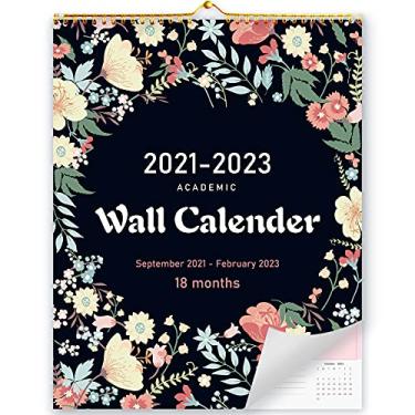 Imagem de Calendário de parede/mesa setembro 2019 - março 2121 design floral..., Blue 11 × 14